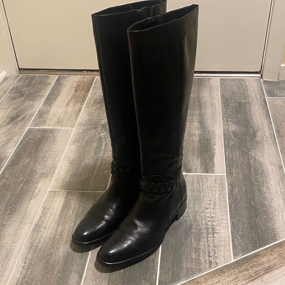 Minelli Knee-High Leather Boots Black Women’s size 9.5